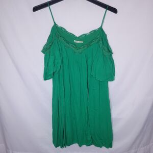Alice Olivia Dress Small Green Pleated Cold Shoulder